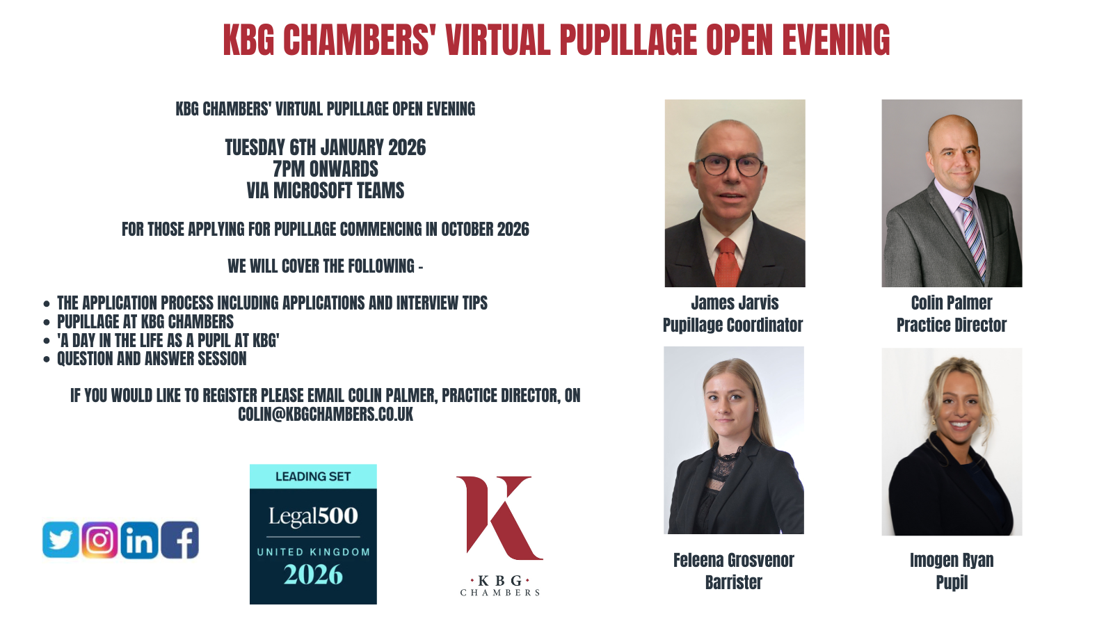 KBG Virtual Pupillage Open Evening - KBG Chambers